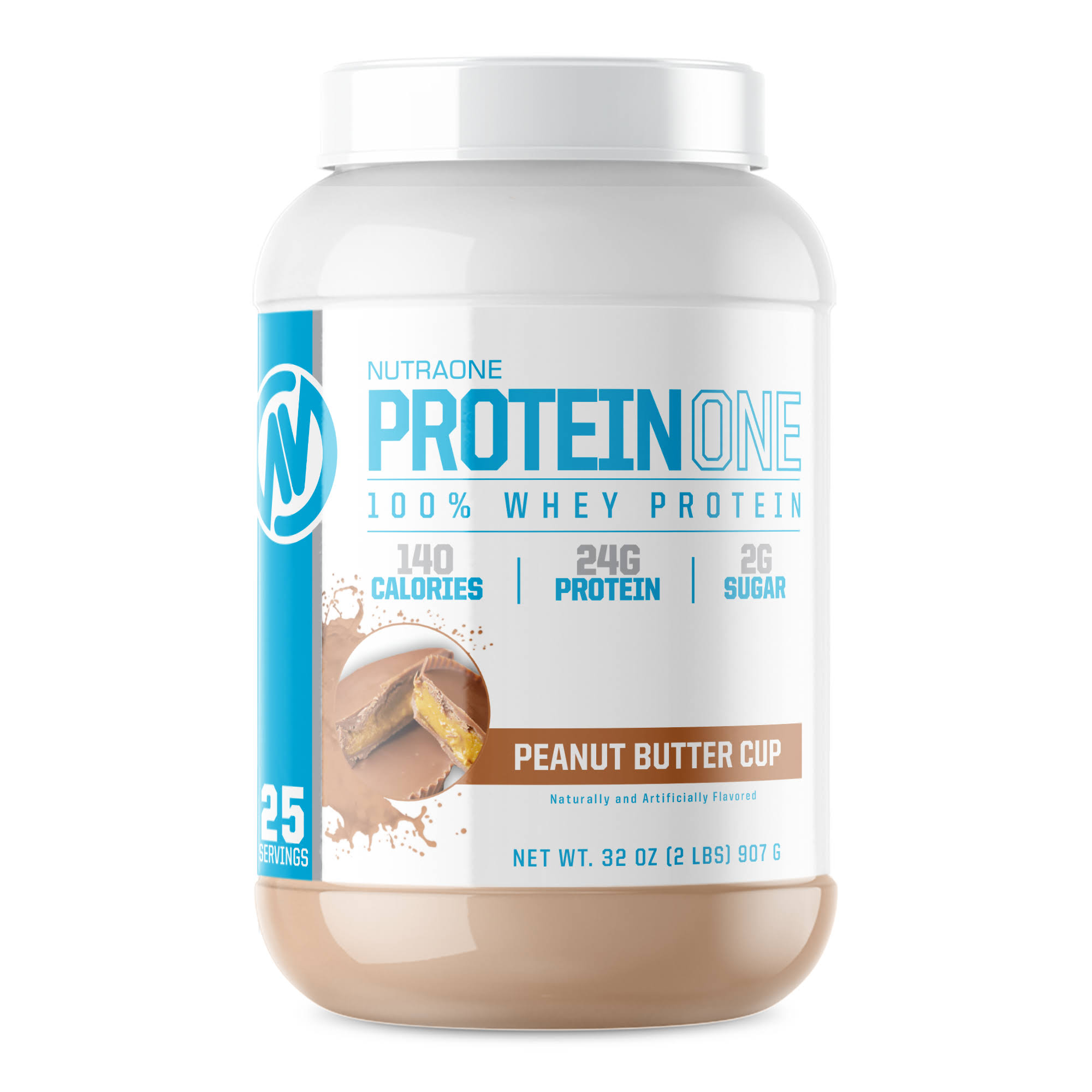 ProteinOne Whey Protein Powder by NutraOne Non GMO and Amino Acid Free Protein Powder Chocolate Peanut Butter Cup 2 lbs