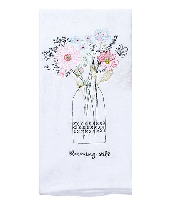 Kay Dee Designs White & Pink 'Blooming Still' Embroidered Tea Towel Set 16 x 26