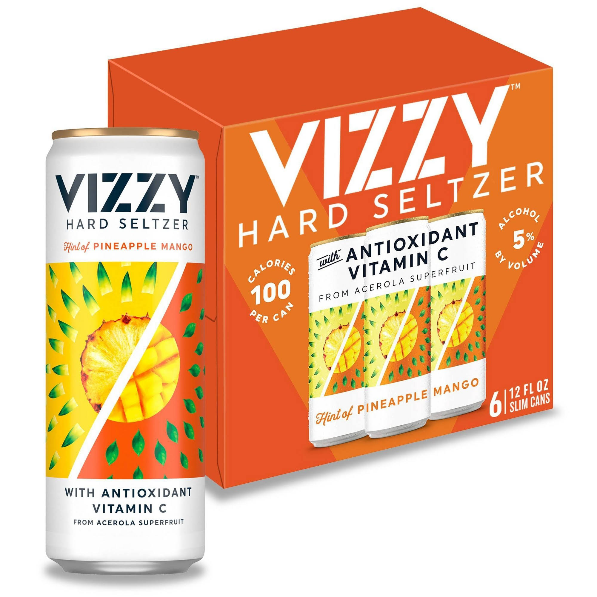 Vizzy Hard Seltzer, Pineapple Mango, 6 Pack - 6 pack, 12 fl oz cans