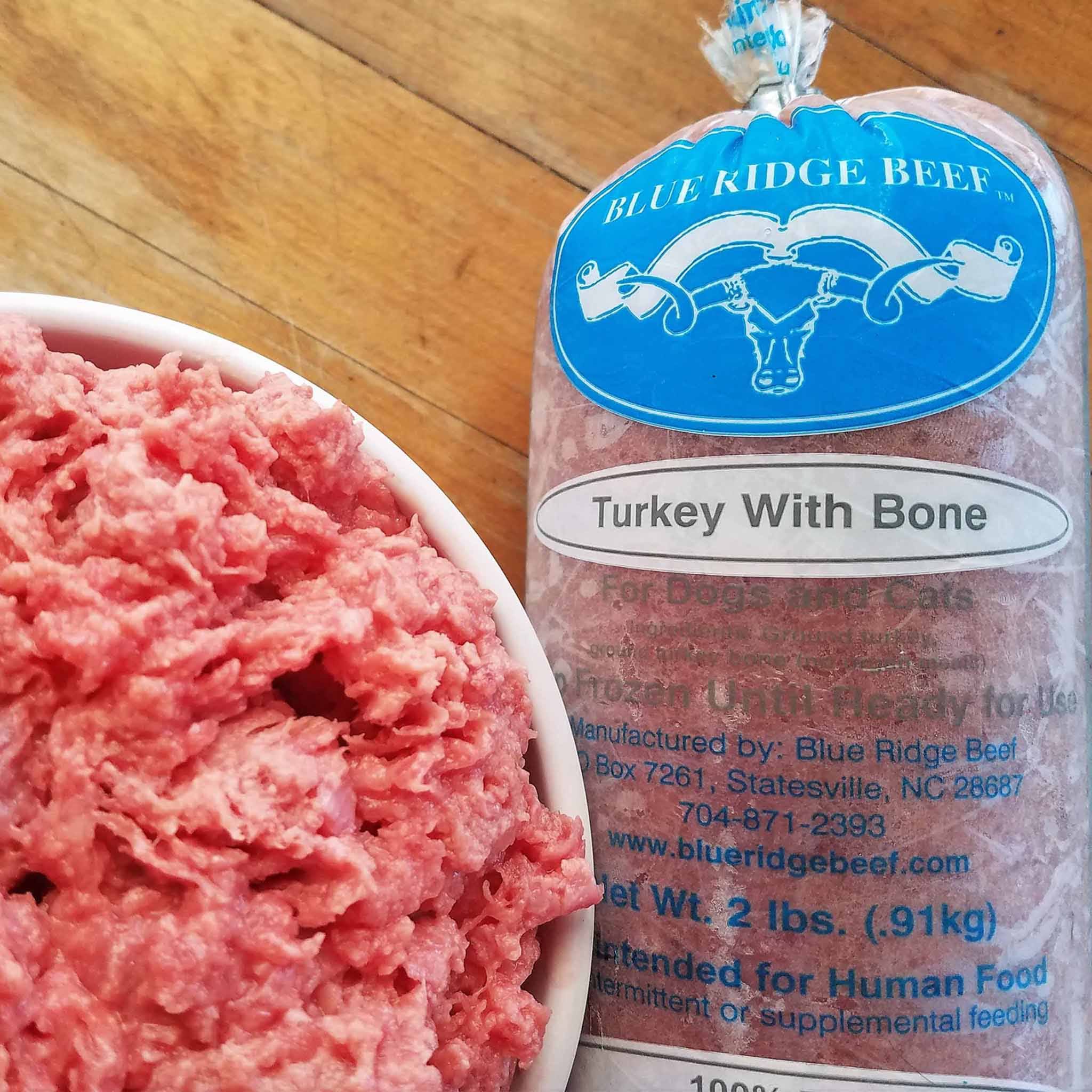 Blue Ridge Beef Turkey with Bone Frozen Dog Food, 2-lb