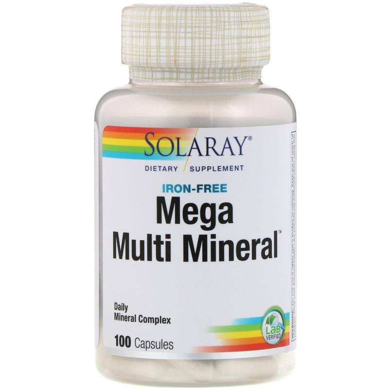 Solaray Mega Multi Mineral Iron-Free Vitamin Supplement - 100 Capsules