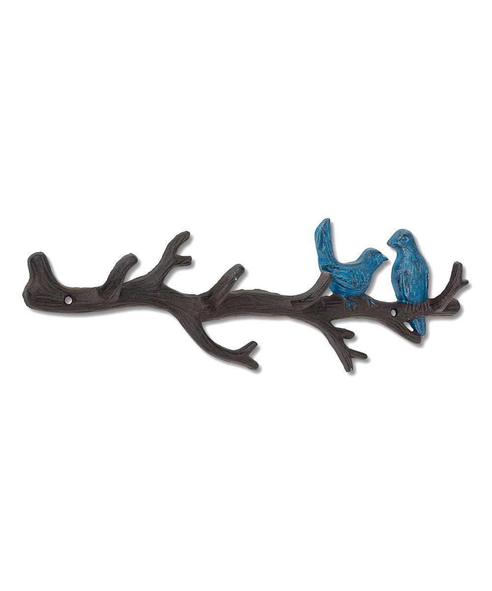 Abbott Cast Iron Birds On Branch Wall Hook - Brown & Antique Blue