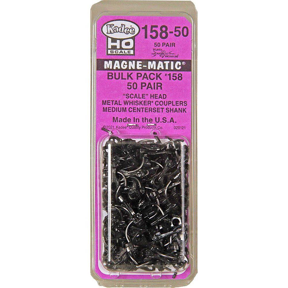 Kadee #158-50 Bulk Pack 50 Pair #158 Scale Whisker Metal Couplers Medium 9/32" HO Scale