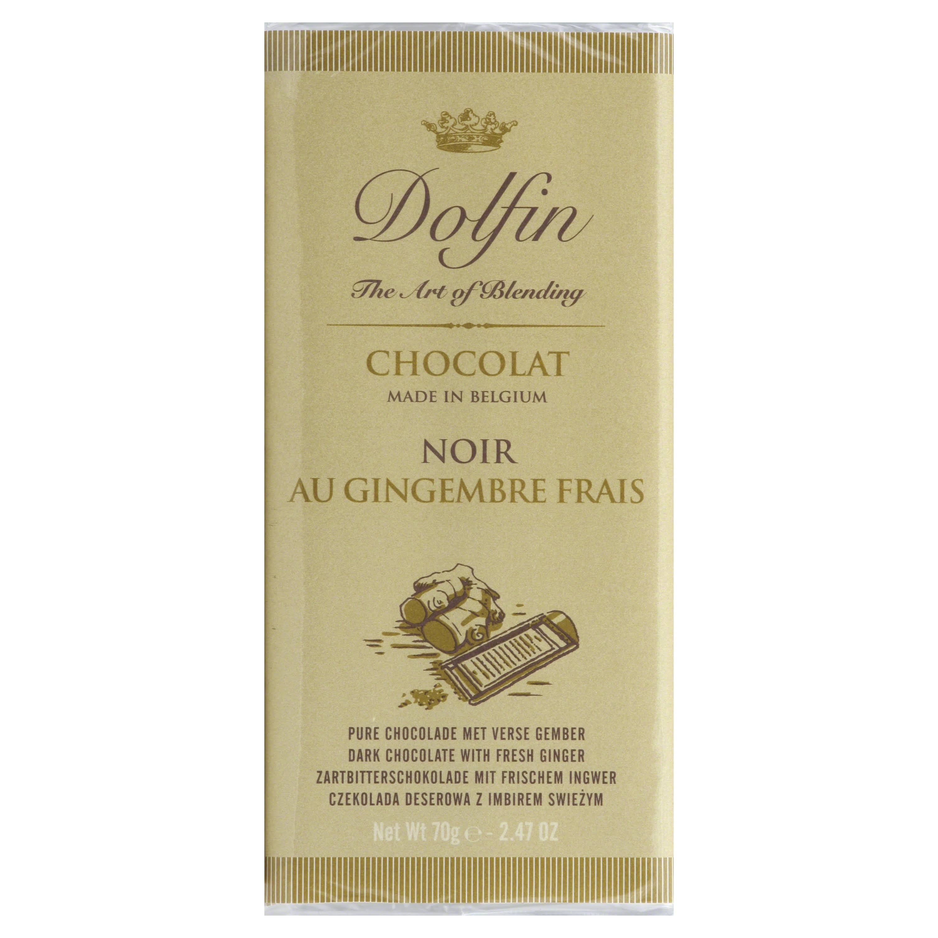 Dolfin Dark Chocolate Bar - with Fresh Ginger, 70g