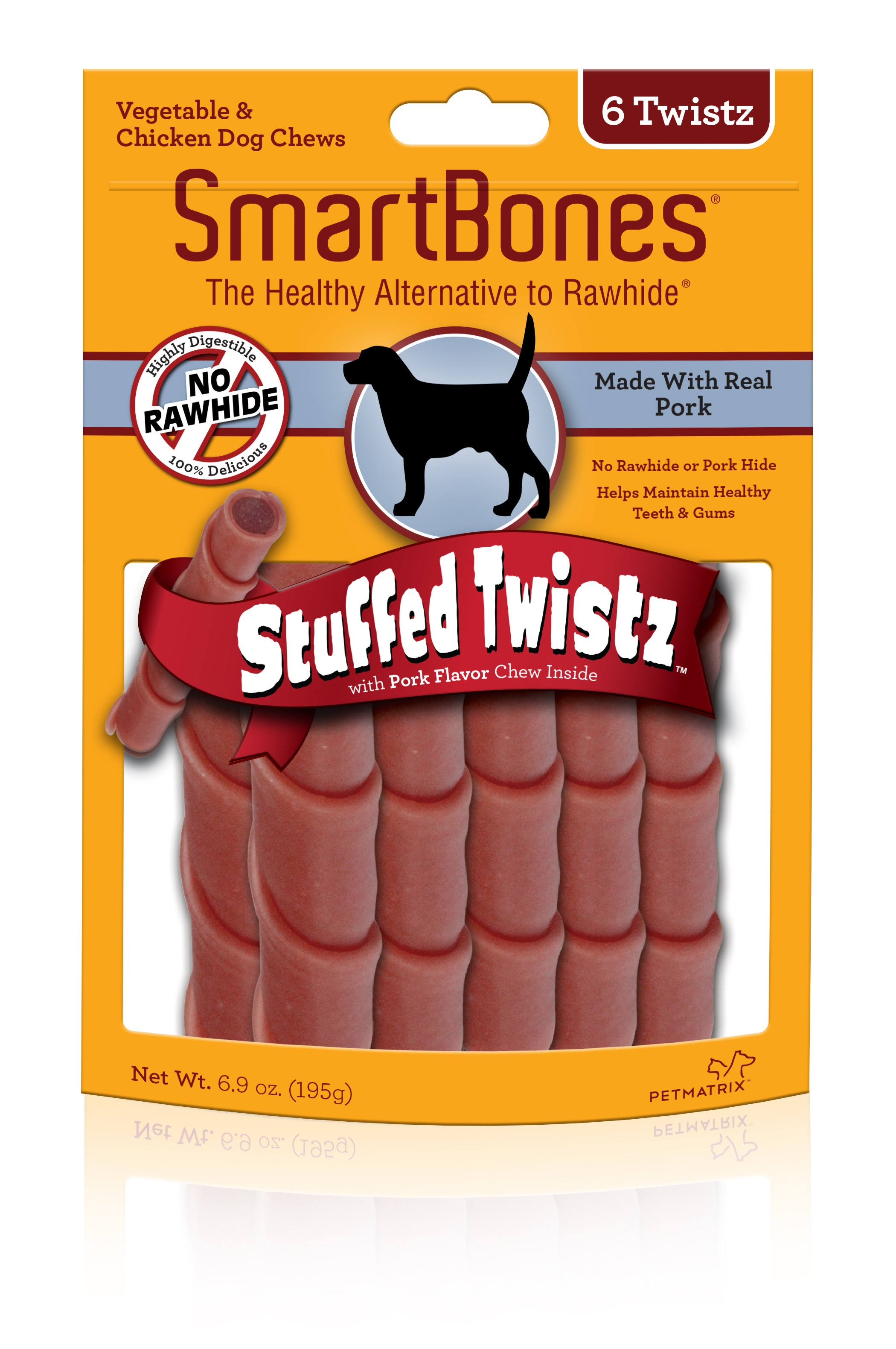 SmartBones Stuffed Twistz Pork Chews Dog Treat - 6ct