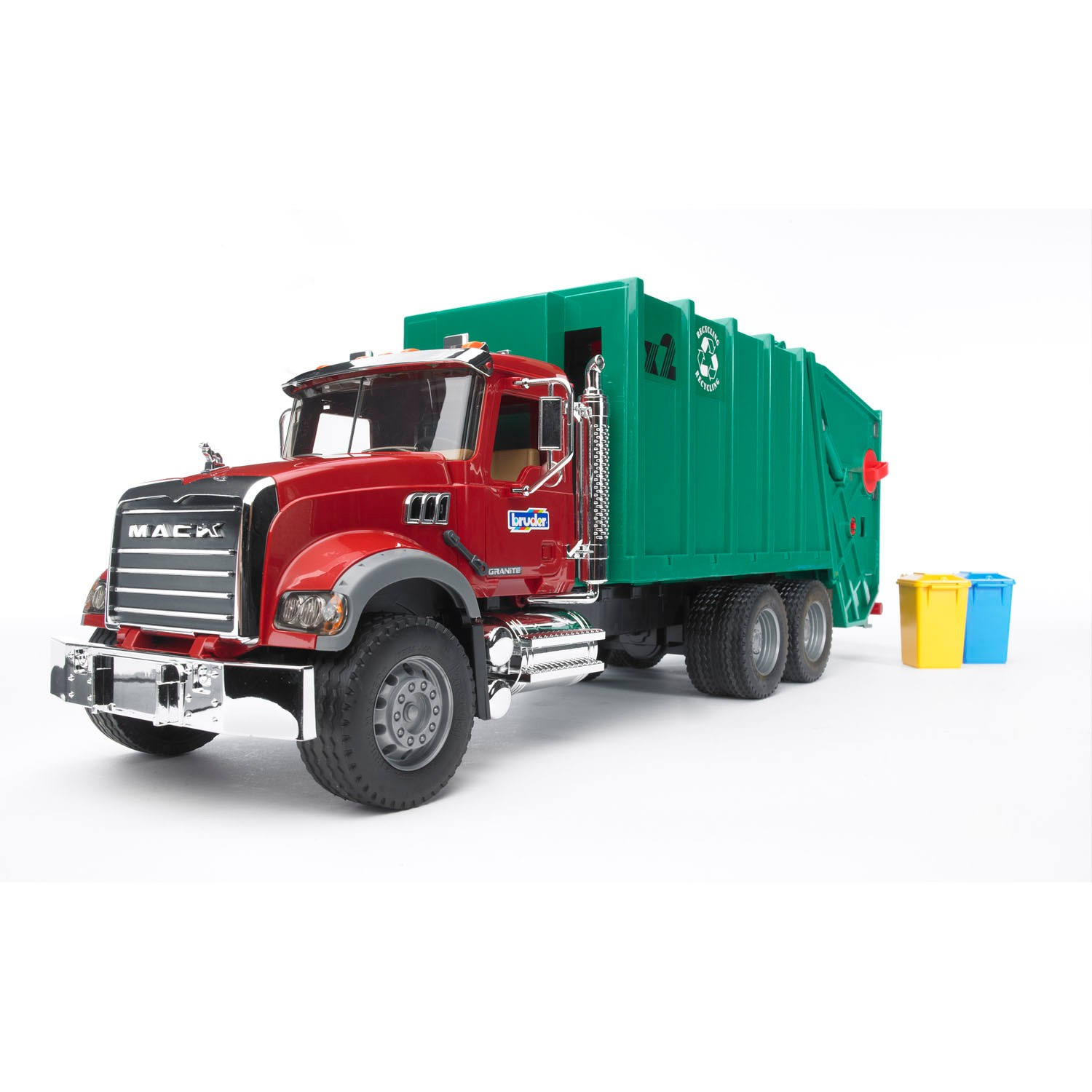 Bruder Toys Mack Granite Garbage Truck - Ruby Red and Green