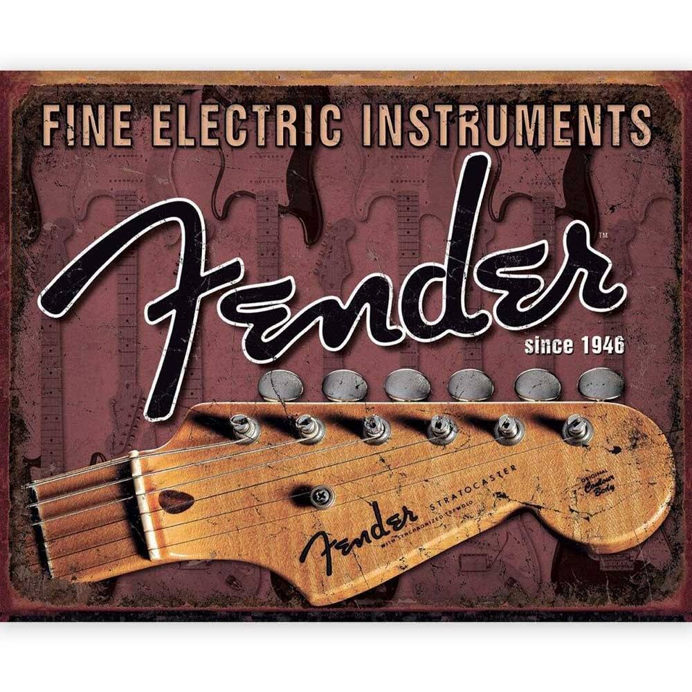 Fender Fine Electric Instruments Tin Sign - 13" x 16"