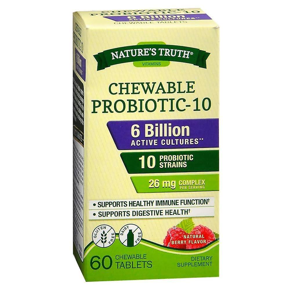 Nature's Truth Chewable Probiotic-10 Dietary Supplement - 60 Chewable Tablets, Berry