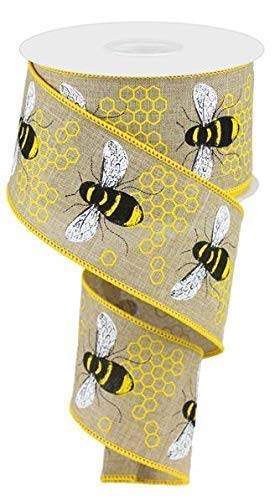 Craig Bachman Honey Bee Canvas Wired Ribbon 2.5" x 10 Yards (Light Beige)