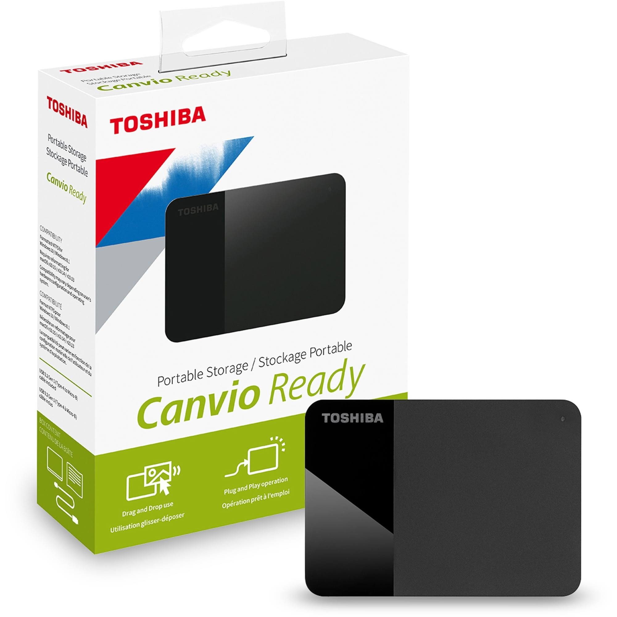 Toshiba 1tb Canvio Ready Portable External Hard Drive, Usb 3.0 - Black