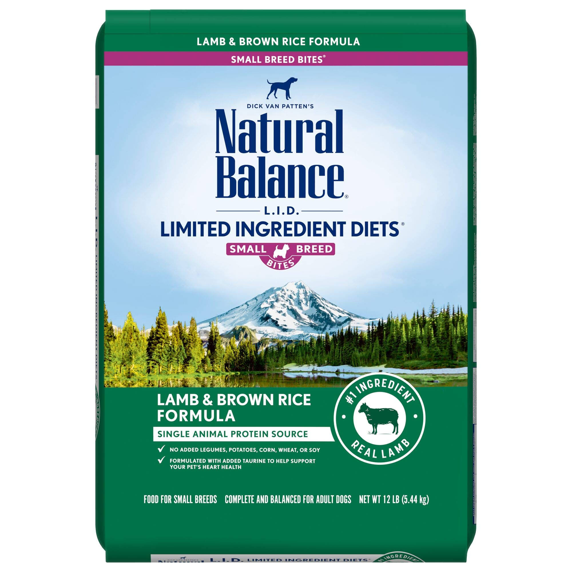 Natural Balance L.I.D. Limited Ingredient Diets Dog Food, Lamb & Brown Rice Formula, Small Breed Bites - 12 lb