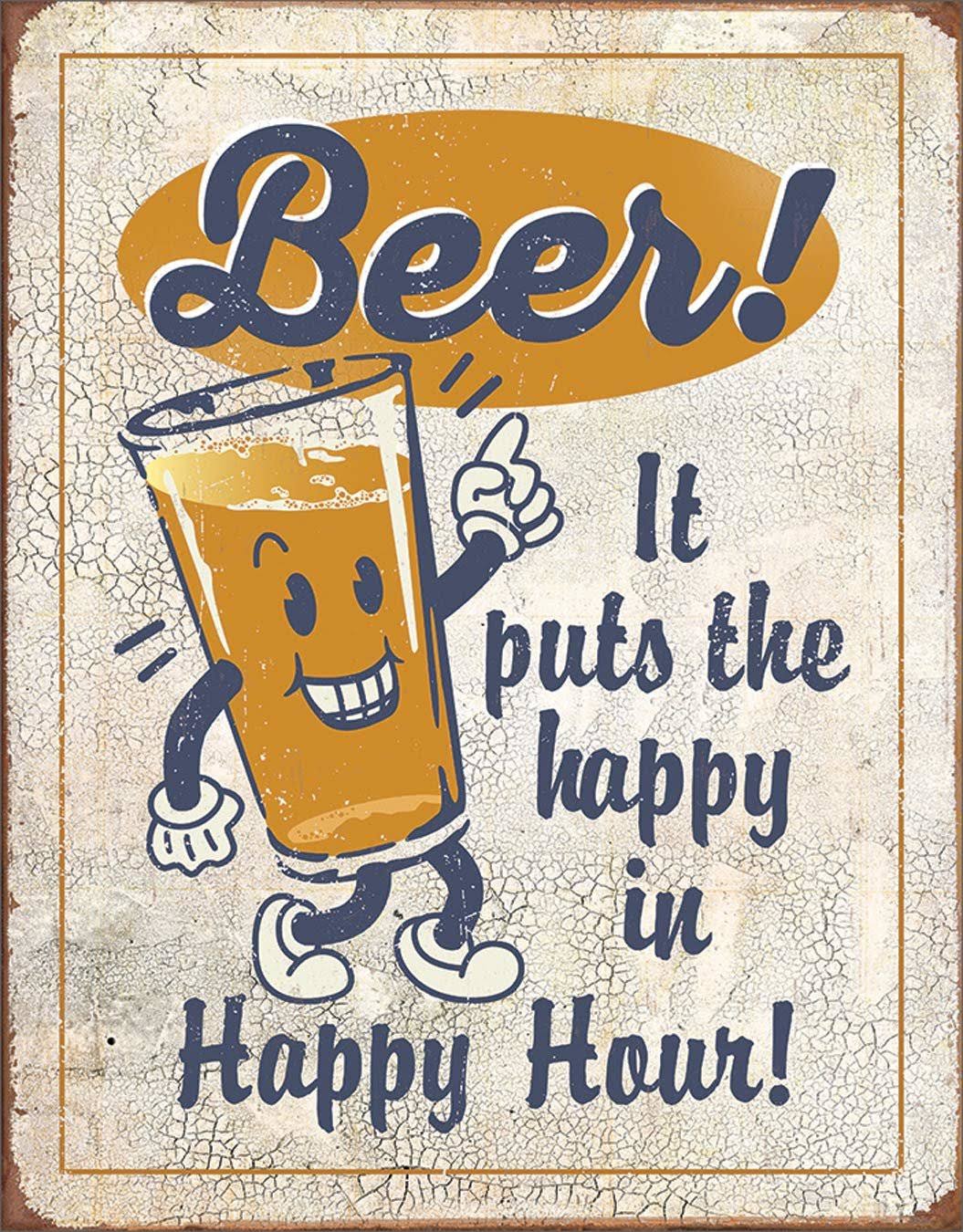 Desperate Enterprises Beer - It Puts The Happy in Happy Hour Tin Sign,