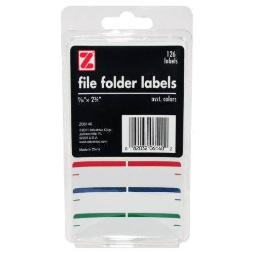 Advantus Self Adhesive File Folder Labels - 9/16" X 2 3/4", 126 Labels, Assorted Colors