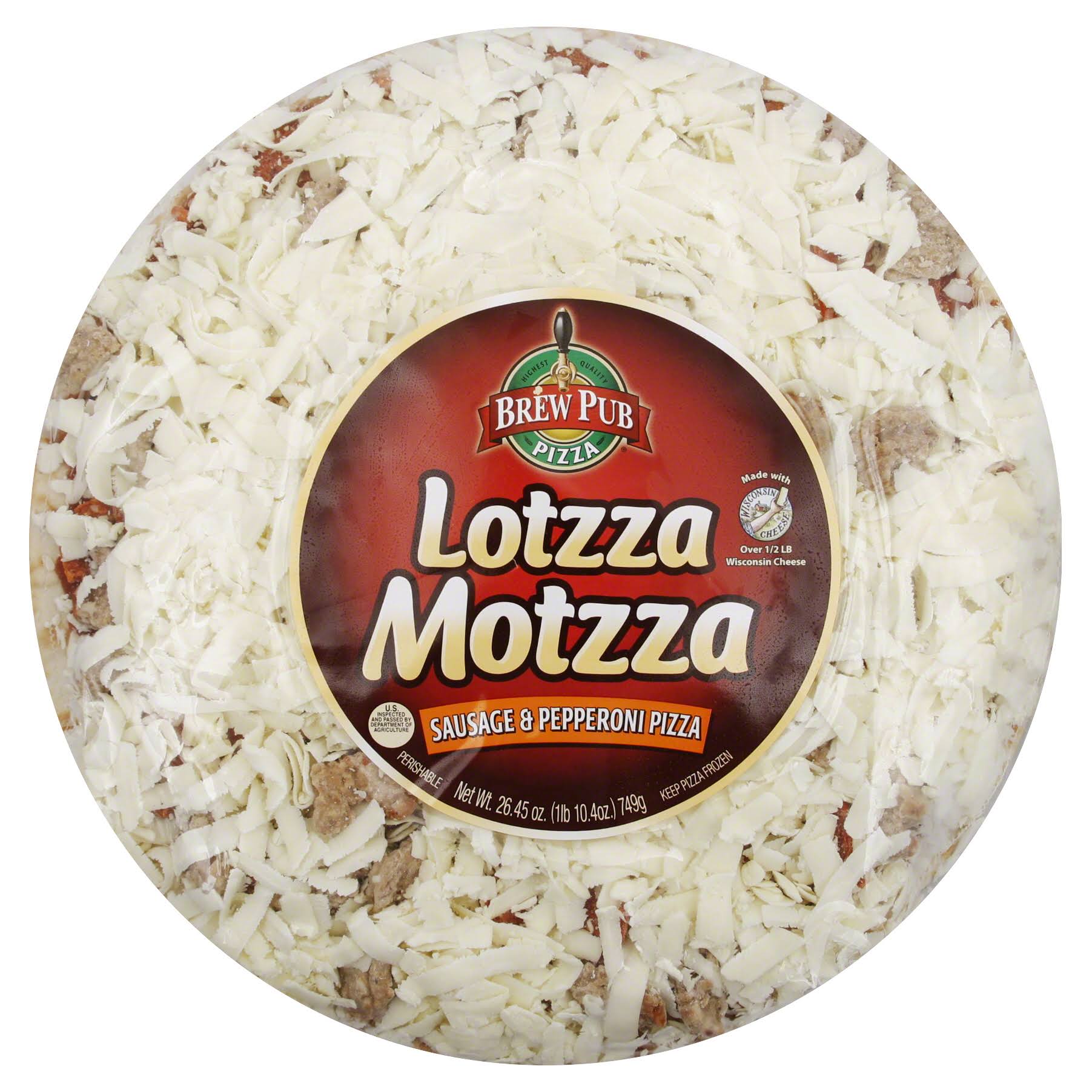 Brew Pub Lotzza Motzza Frozen Pizza - Sausage and Pepperoni, 12"