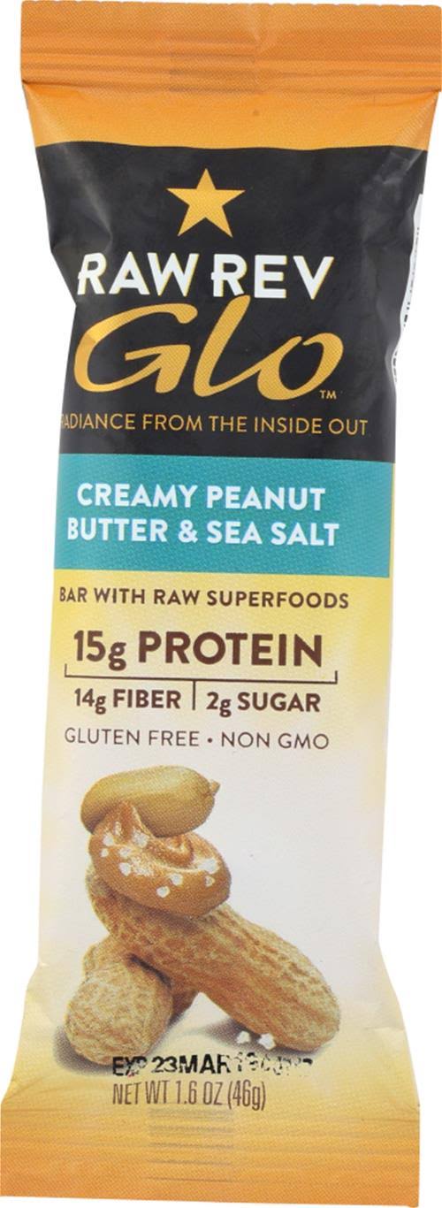Raw Revolution Glo Bar, Creamy Peanut Butter & Sea Salt - 1.6 oz