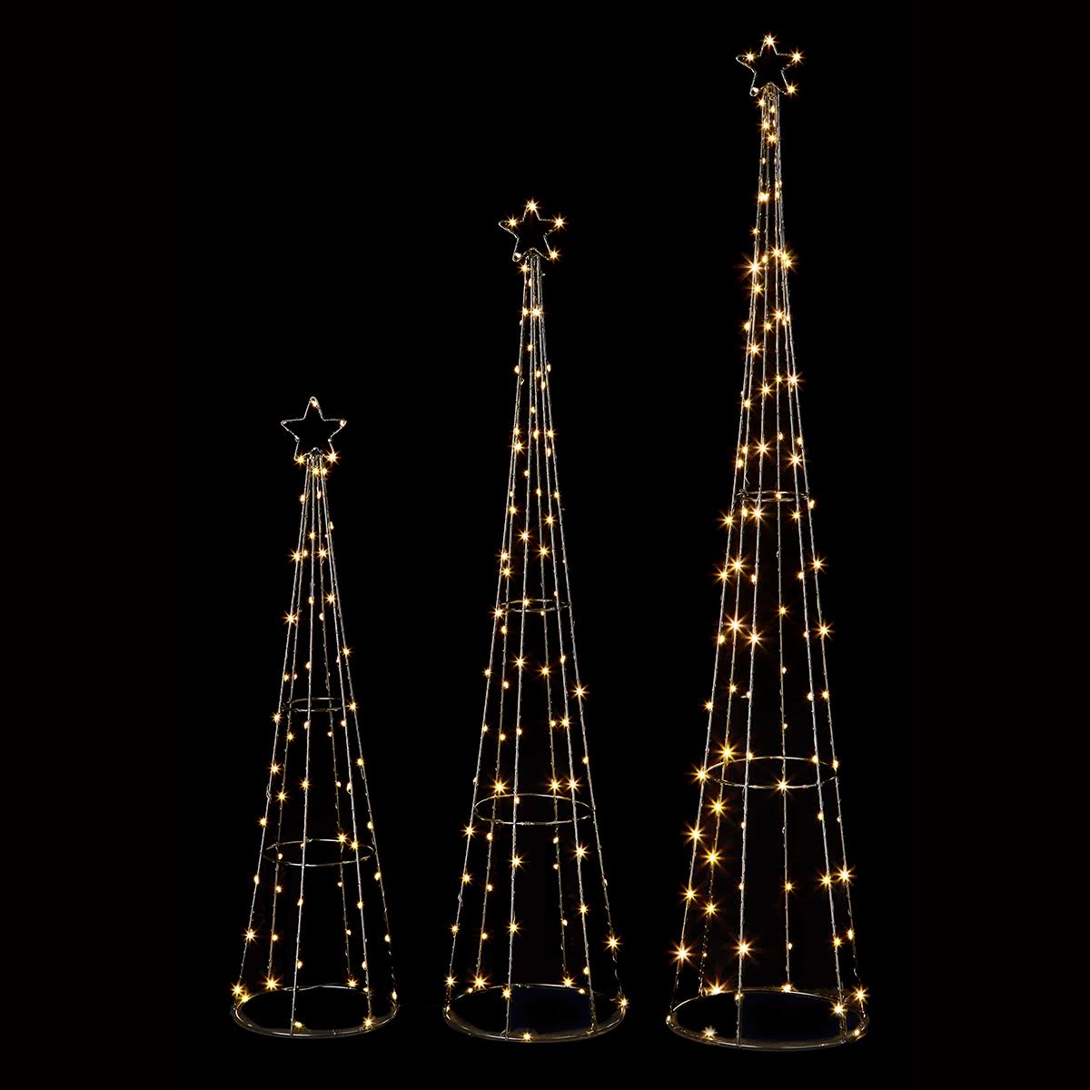 Outdoor Christmas Tree, Warm White LEDs, 3 Pack