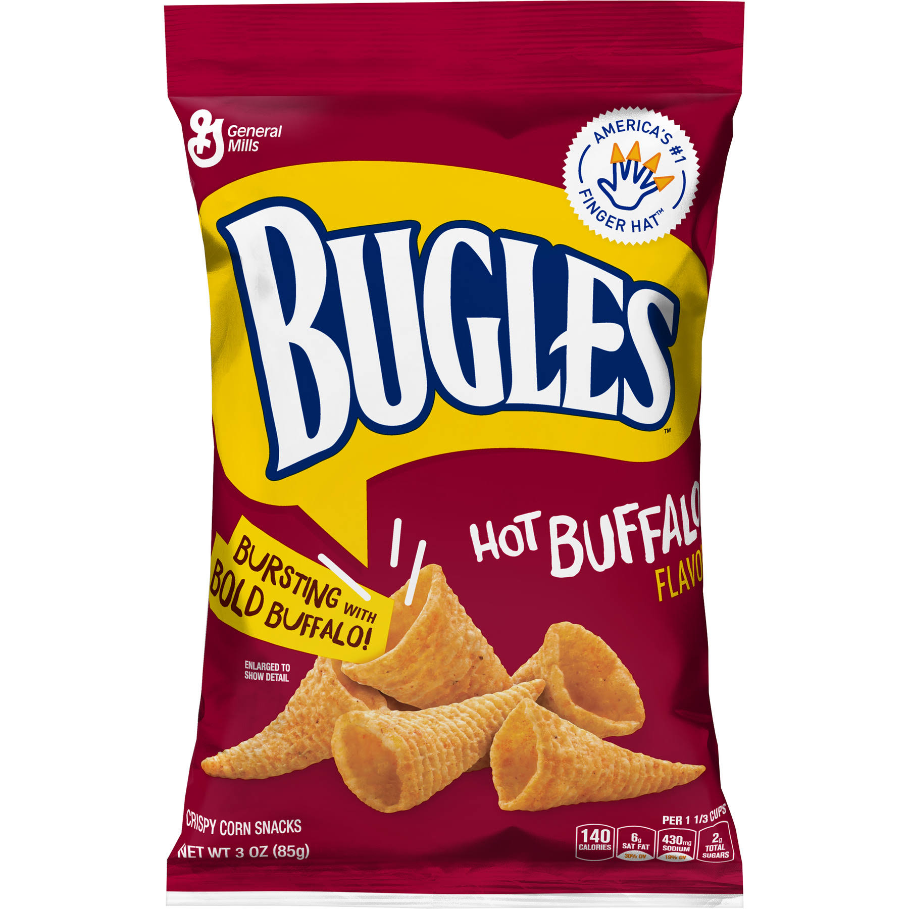 Bugles Hot Buffalo Corn Snacks Chips - 3oz
