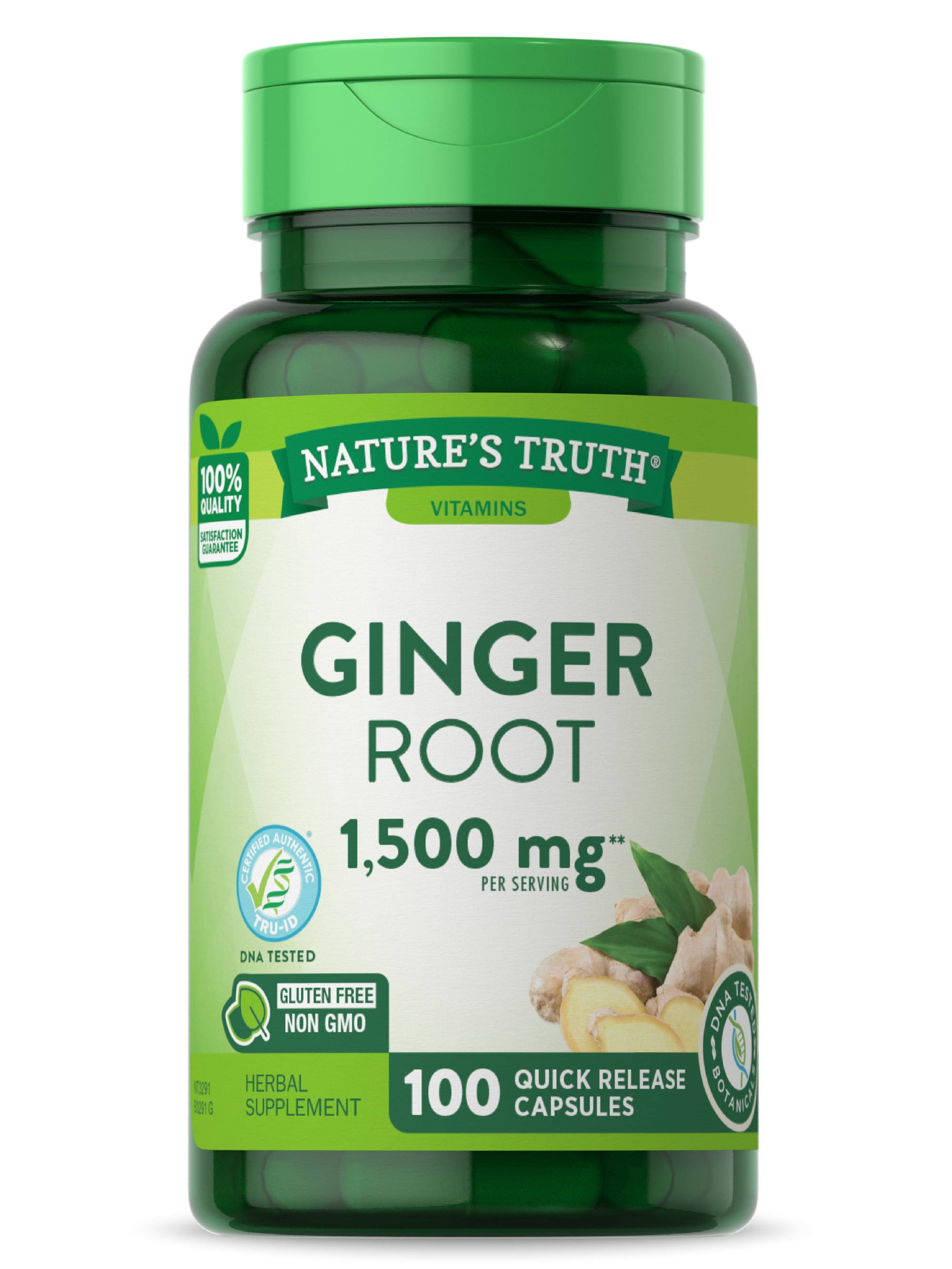 Nature's Truth Natural Whole Herb Ginger Root Dietary Supplement - 100 Capsules