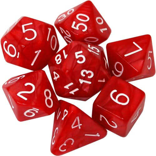 Marble Red Poly 7 Set Dice
