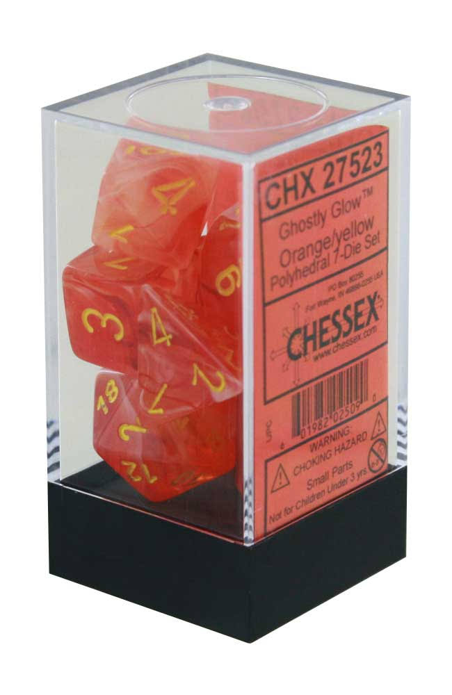 Chessex Polyhedral 7-Die Set Ghostly Glow Orange/Yellow