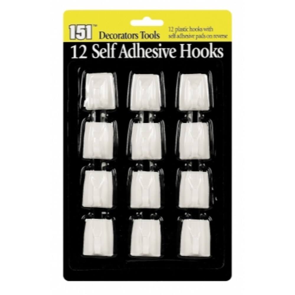 151 Self Adhesive Hooks - White, 12pk