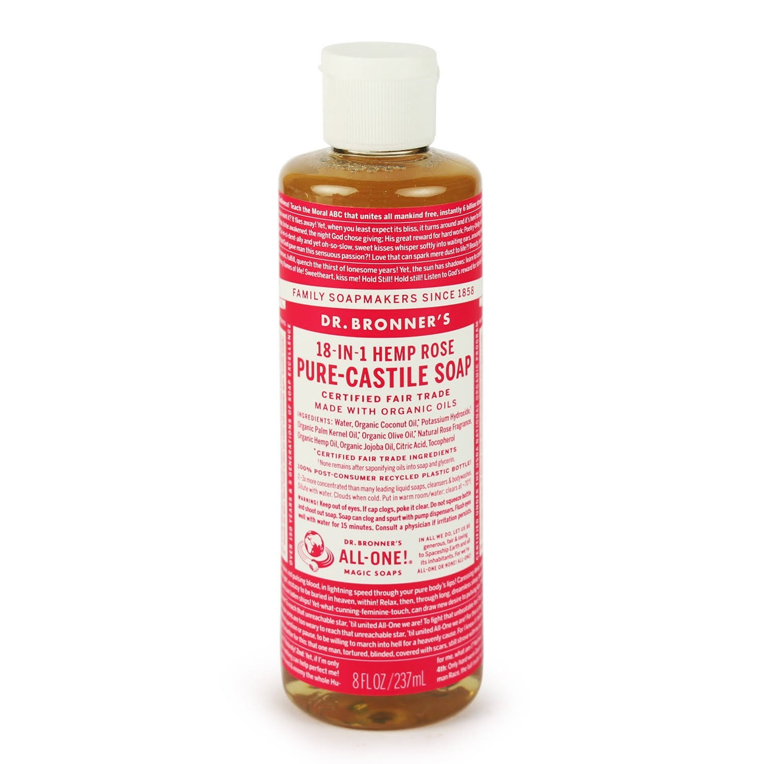 Dr. Bronner's Magic Soaps Pure Castile Soap - Rose, 237ml