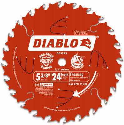 Freud Diablo D0524X Circular Saw Framing Blade - 24t, 5-3/8"