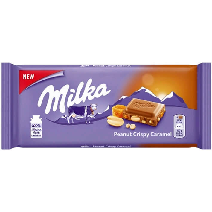Milka Peanut Crispy Caramel Chocolate Bar - 3.17 Ounces - Schaller & Weber - Delivered by Mercato