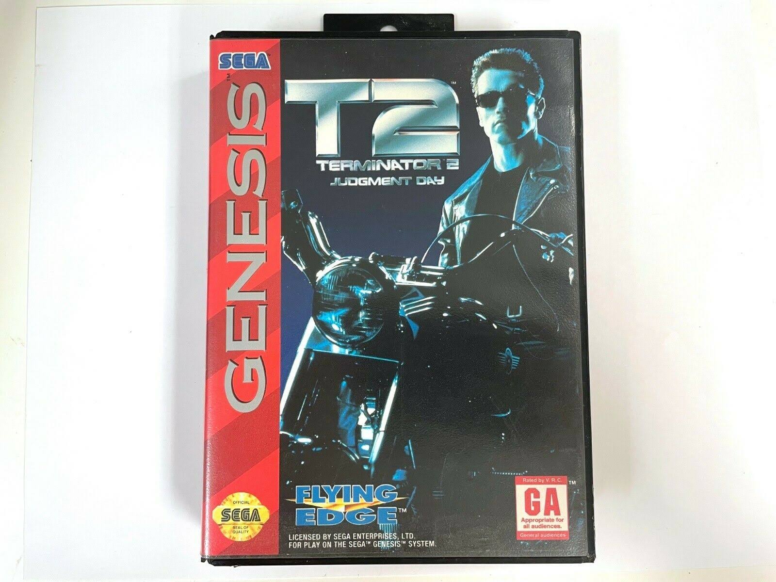 T2 Terminator 2 Judgment Day Sega Genesis Game Tested Working w/ Box