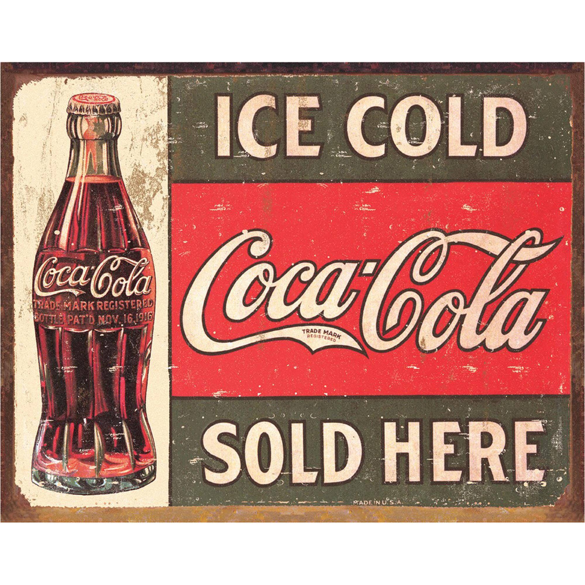 Desperate Enterprises Ice Cold Coke Tin Sign - 16" x 13"