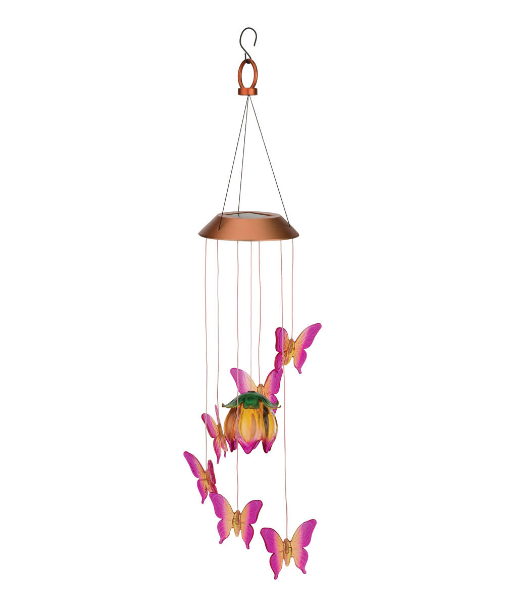 Regal Art & Gift 13355 - 27.75" Pink Butterfly Solar Garden Mobile