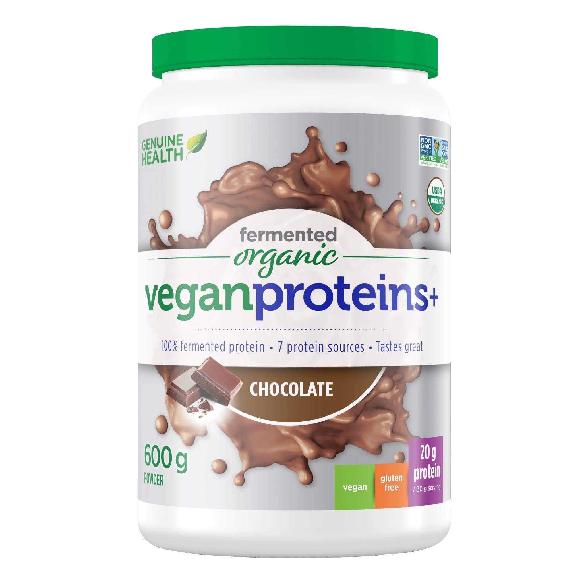 Genuine Health Fermented Organic Vegan Proteins+ Chocolate 600 g