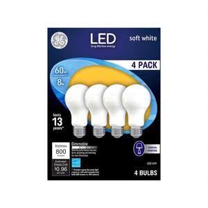 GE 93098313 LED Bulb A19 E26 (Medium) Soft White 60 Watt Equivalence Frosted
