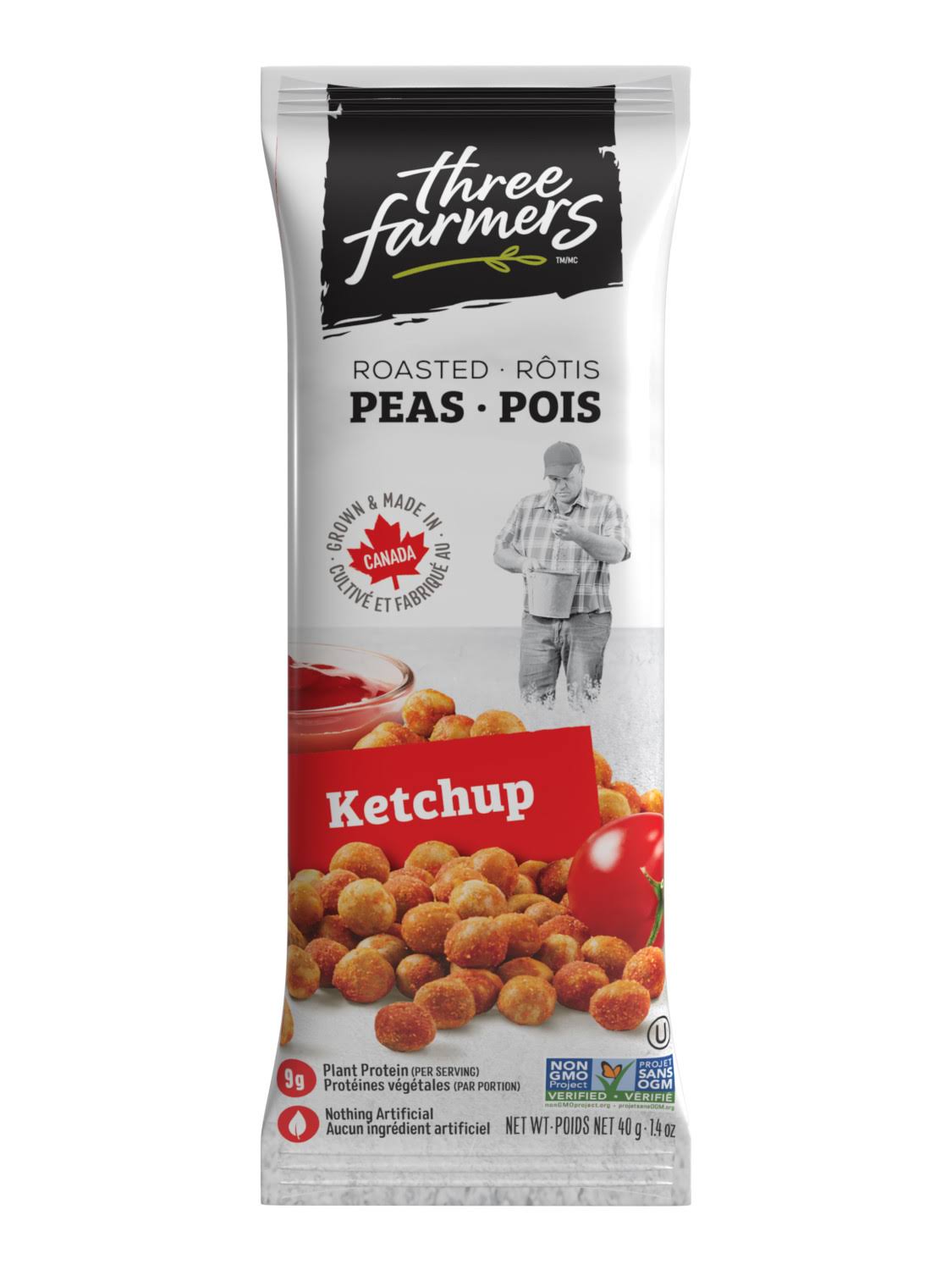 Three Farmers - Peas - Ketchup Snack Packs - Packaging of 40g