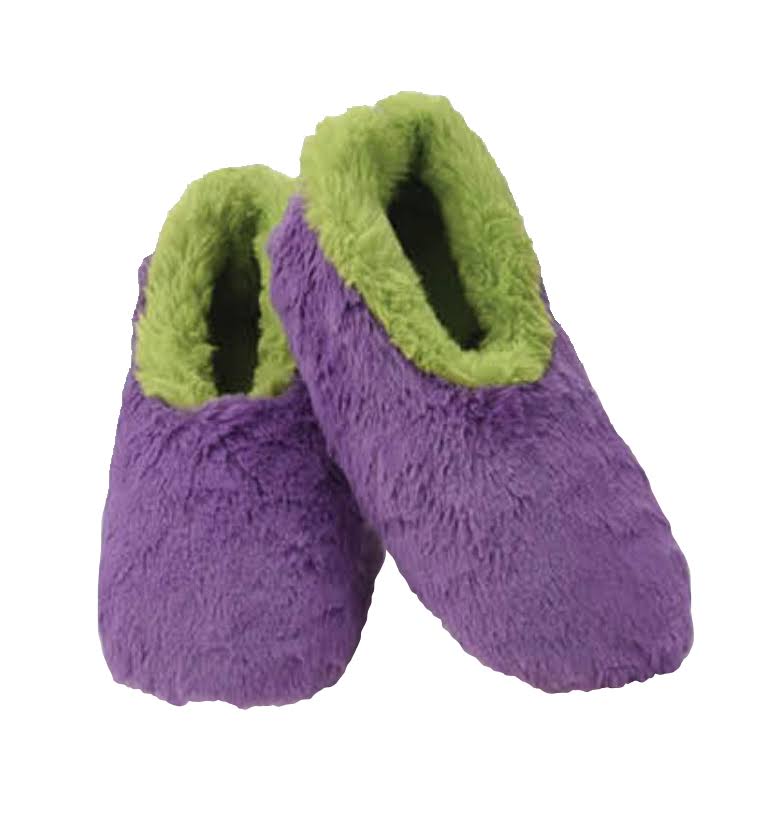 Women's Fun with Fur Snoozies! Slippers - Purple with Green Trim