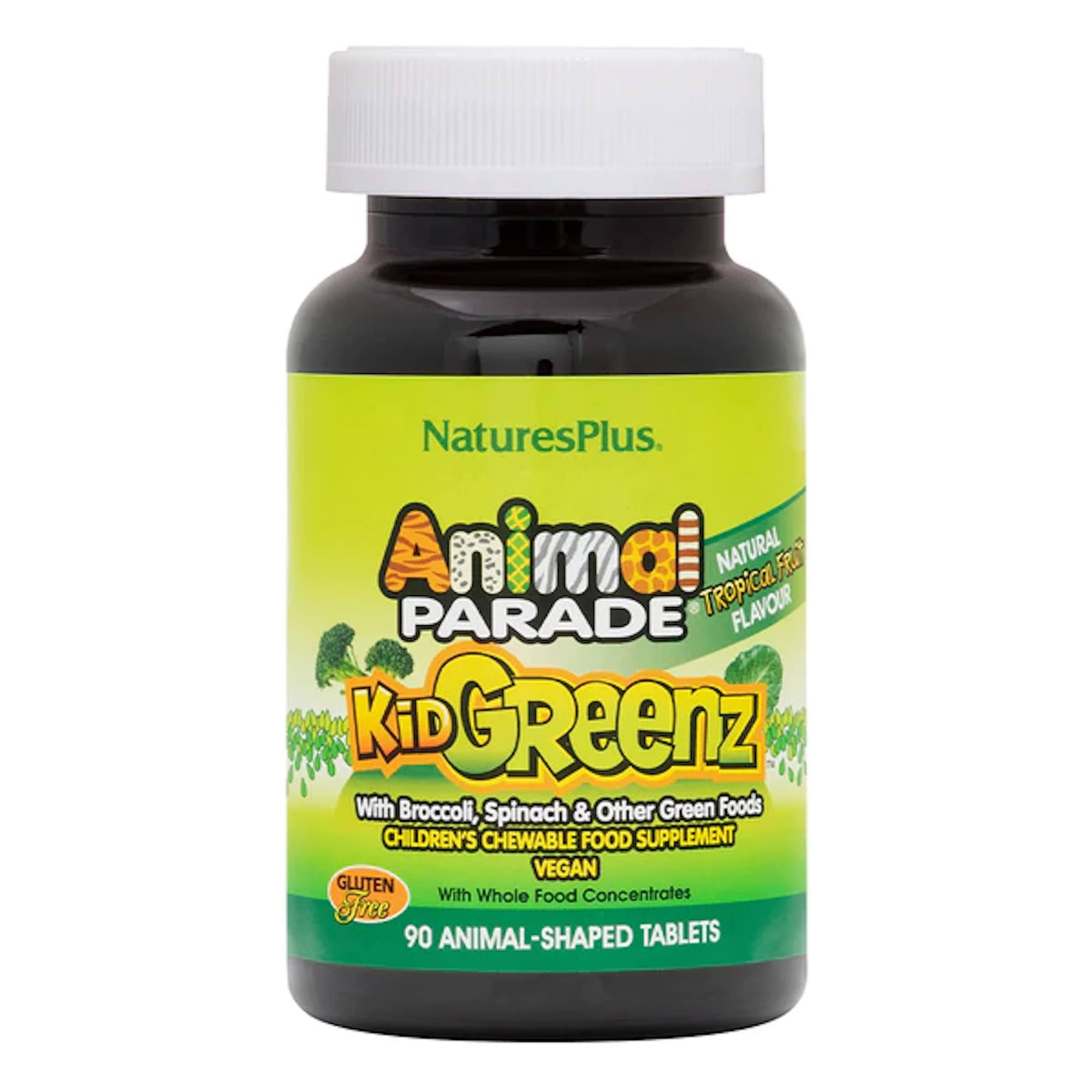 Nature's Plus Animal Parade Kid Greenz Chewable Dietary Supplement - Tropical Fruit, x90