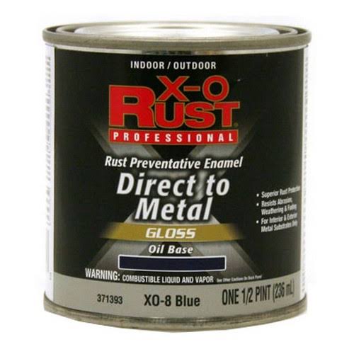 True Value Premium X-O Rust Gloss Anti Rust Enamel - 1/2 Pint, XO8 Blue, Interior/Exterior