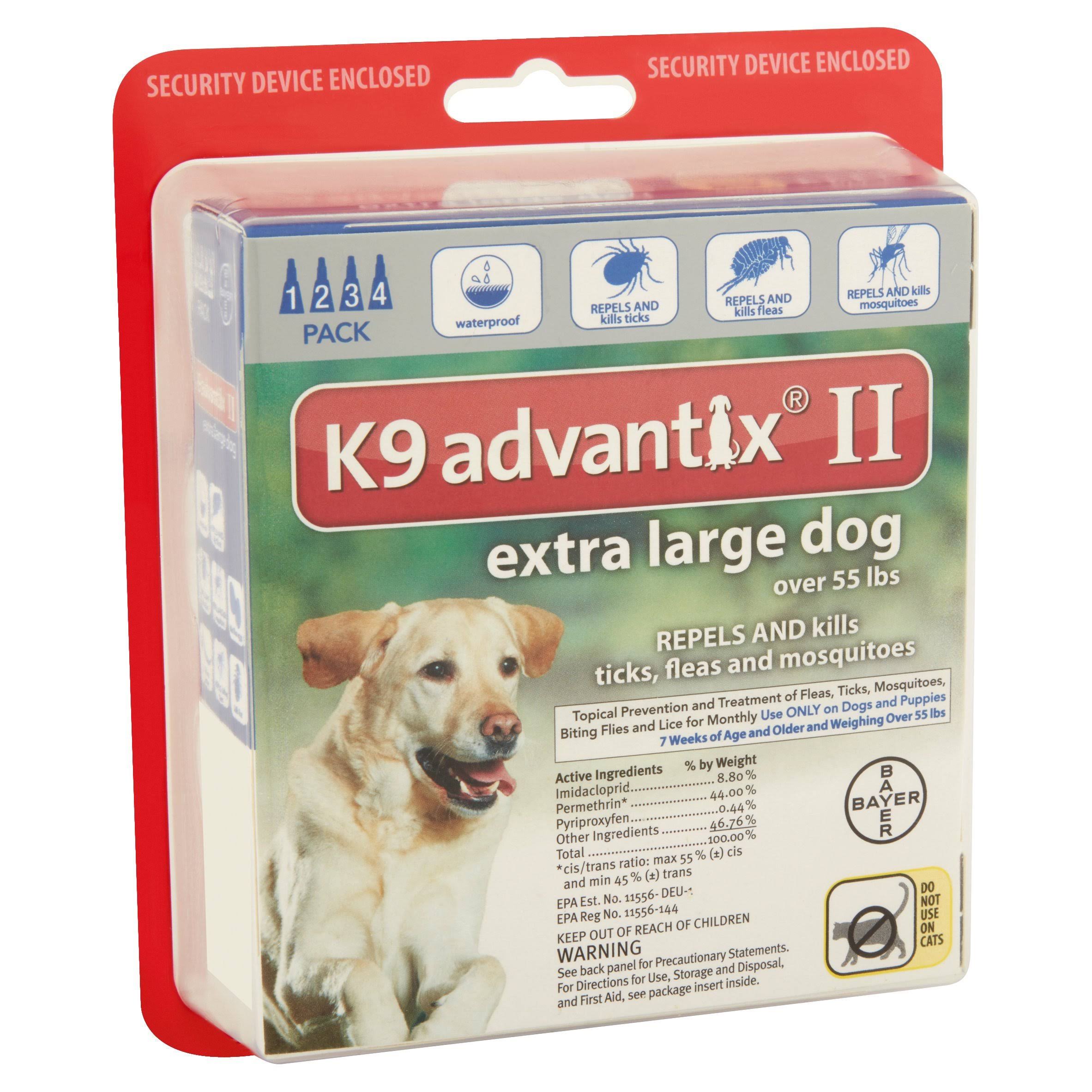 Bayer K9 Advantix II Flea and Tick Control Treatment - for X-Large, 55lbs, 4pk