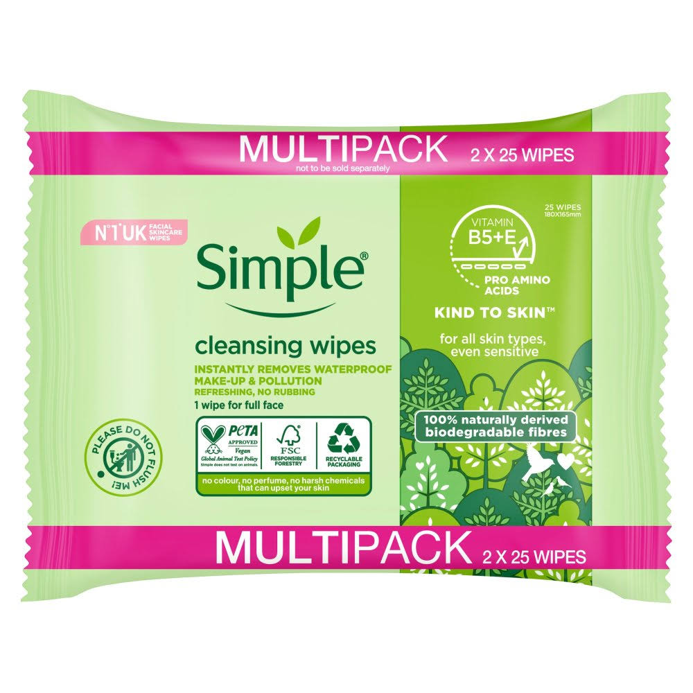 Simple Cleansing Wipes 25 Duo Pack by dpharmacy