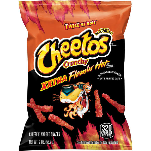 Cheetos Cheese Flavored Snacks, Xxtra Flamin Hot, Crunchy - 2 oz