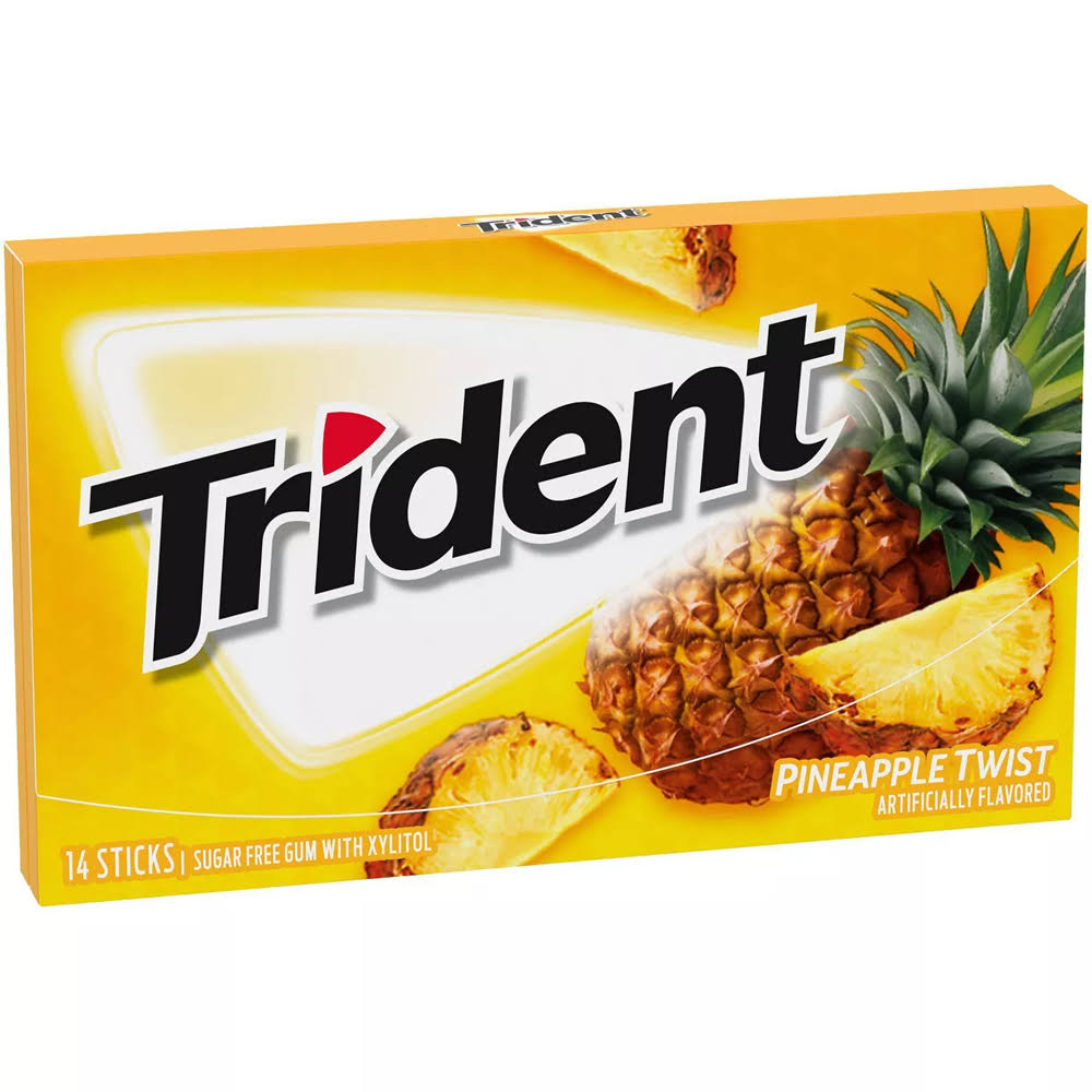 Trident Sugar Free Gum - Pineapple Twist, 14 Sticks, 0.95oz