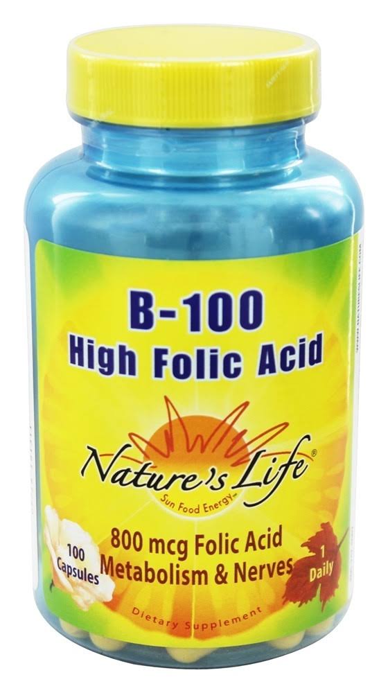 Natures Life B 100 High Folic Acid Capsules - 100ct