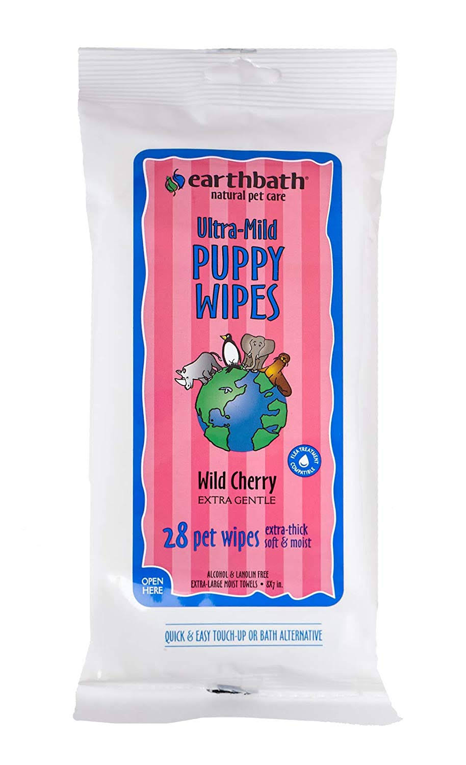 Earthbath Puppy Grooming Wipes - 28 Count, Travel Pack