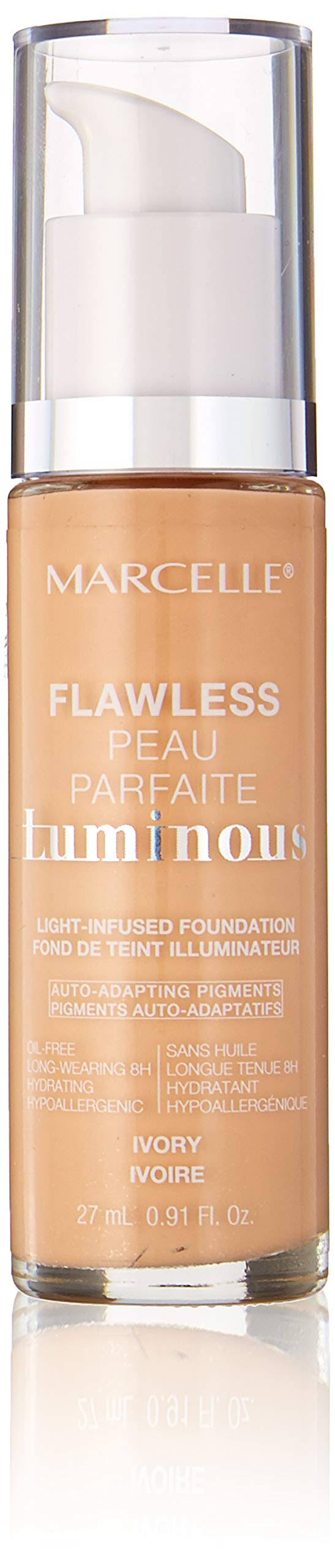 Marcelle Flawless Luminous Foundation, Ivory, Hypoallergenic and Fragrance-Free, 0.91 fl oz 164596