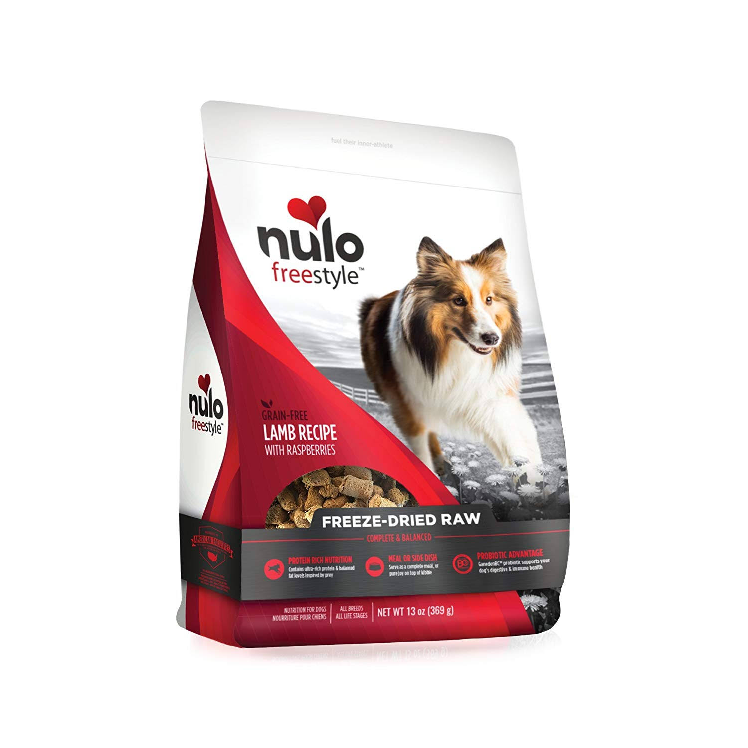 Nulo Freeze Dried Raw Grain Free Dog Food - Lamb Recipe with Raspberries, 13oz