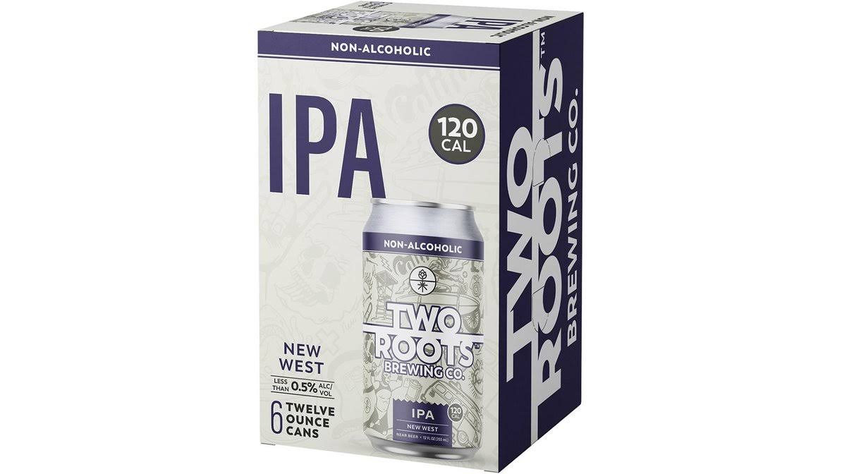 Two Roots Beer, IPA, Non-Alcoholic, New West, 6 Pack - 6 pack, 12 fl oz cans