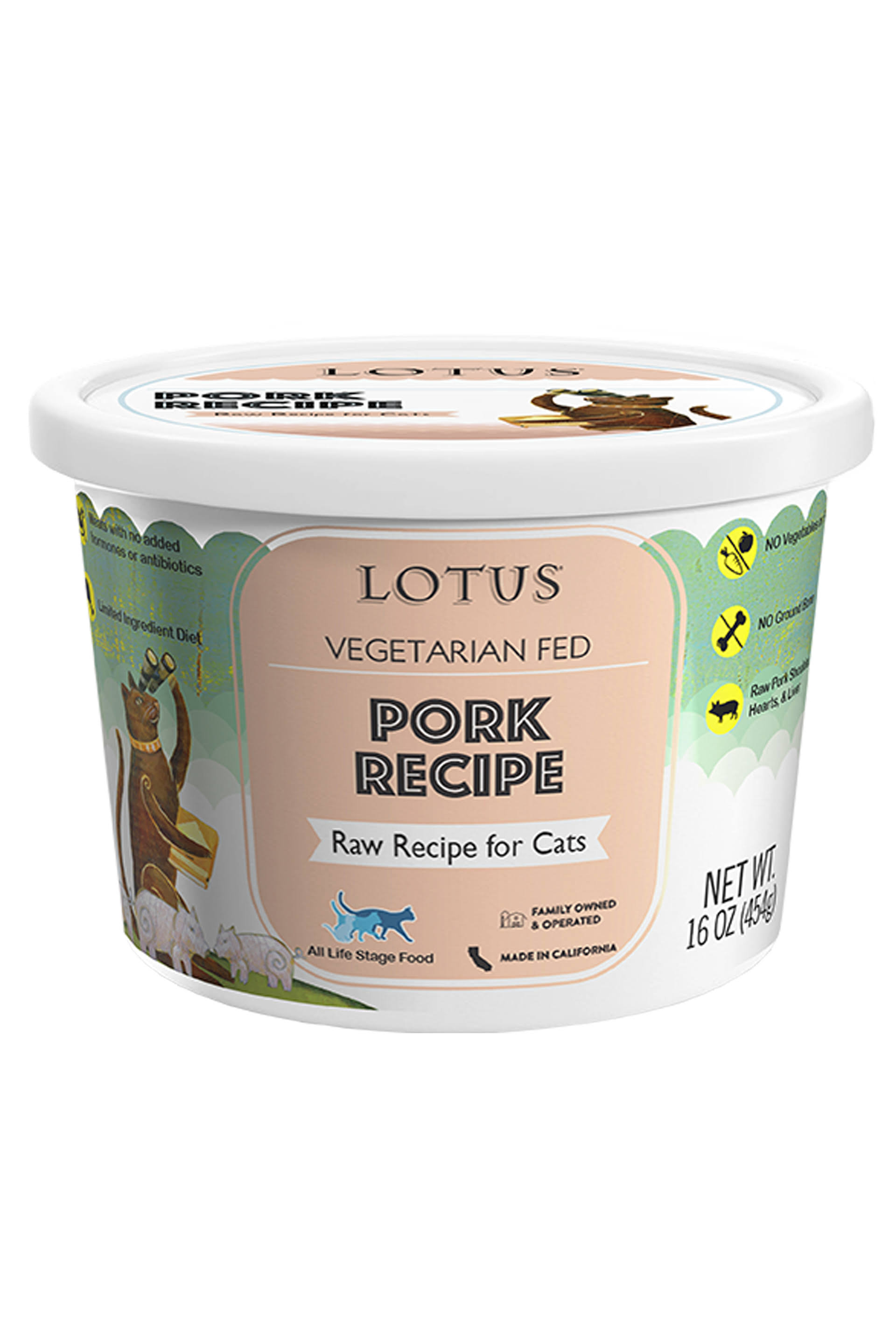 Lotus Cat Frozen Raw Grain Free Pork 16oz