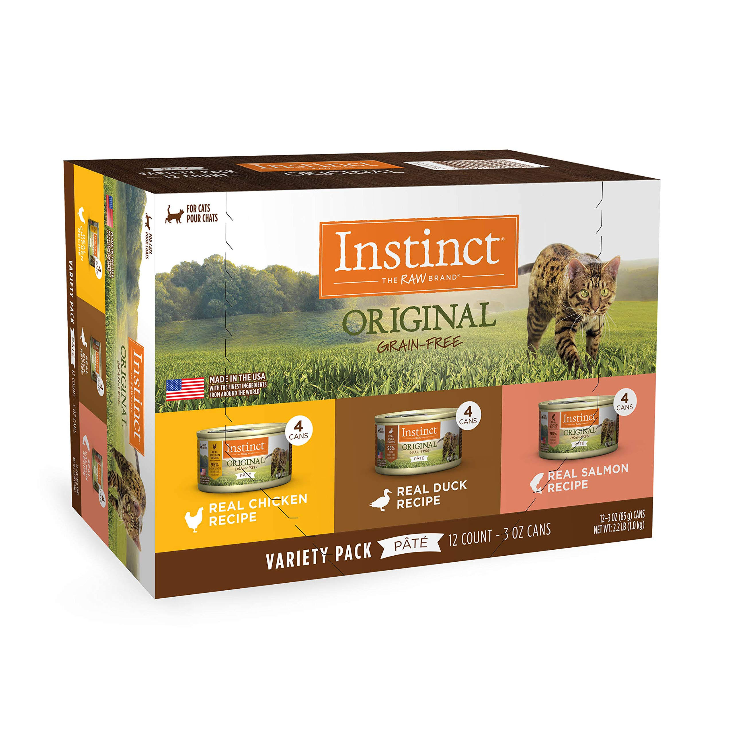 Instinct Original Grain Free Recipe Variety Pack Natural Wet Canned Cat Food by Nature's Variety, 3 Ounce (Pack of 12)