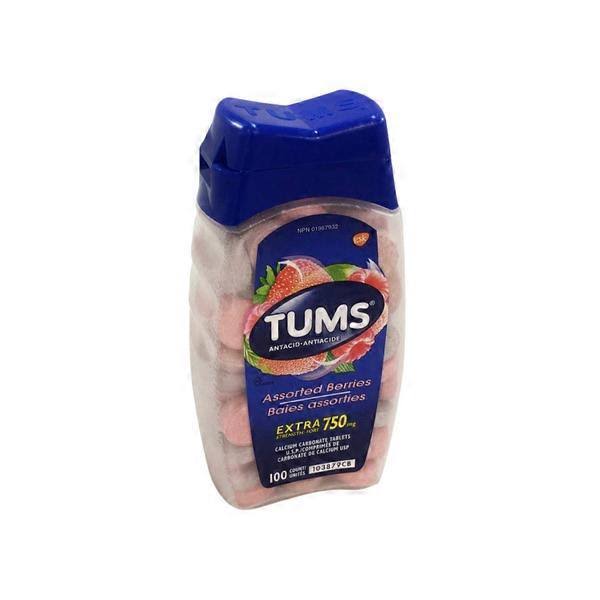 Tums Extra Strength Antacid Calcium Supplement - Assorted Berries, 100 Tablets