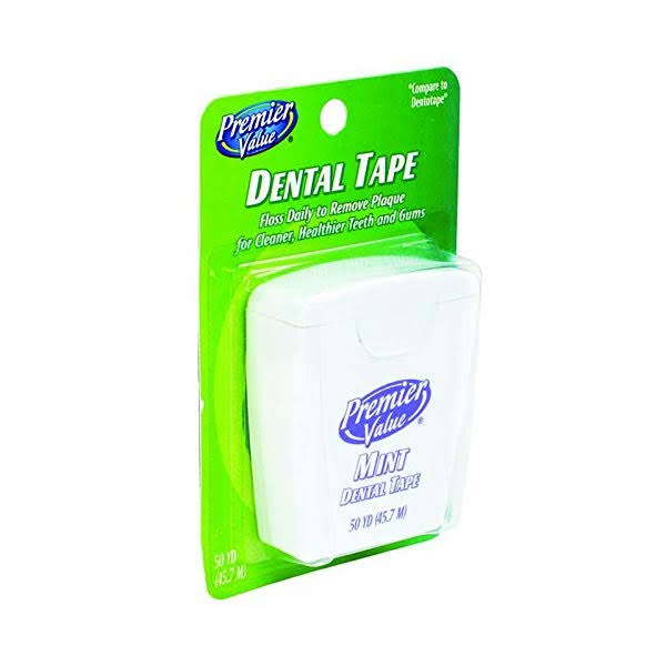 Premier Value Dental Tape Mint Flavored, Waxed 50 YD